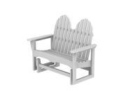48.5 Earth Friendly Recycled Outdoor Patio Adirondack Double Glider White