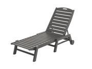 78.5 Recycled Earth Friendly Outdoor Wheeled Chaise Lounge Chair Slate Gray