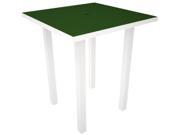 Recycled European Square Bar Dining Table Forest Green with White Frame