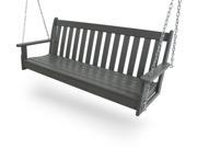 60.5 Earth Friendly Recycled Outdoor Patio Garden Chain Swing Slate Gray