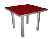 36 Recycled Earth Friendly Square Dining Table Sunset Red with Silver Frame