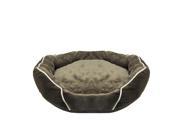 Soft Dark Brown Faux Fur Self Heating Plush Dog Bed Sleeper Lounge Small