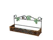 18.5 Green and Brown Rattan and Iron Decorative Wall Rack with Grape Vines