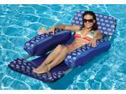 72 Blue Designer Floating Swimming Pool Lounger with Inflatable Cushion Arms