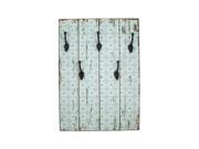 27.5 New Romance Distressed Finish Blue and White Decorative Wall Mounted Coat Rack with Hooks