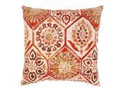 Summer Breeze Crimson Red Radial Tile Pattern Cotton Throw Pillow 18 x 18