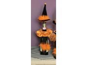 6.5 Orange and Black Feathered Witches Hat Halloween Wine Bottle Stopper