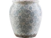11 Denim Blue and Ivory Indoor Outdoor Floral Ceramic Planter