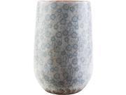 17.9 Denim Blue and Ivory Indoor Outdoor Floral Ceramic Planter Vase