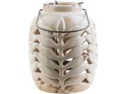 8.7 Light Mauve Cutout Fern Indoor Outdoor Ceramic Lantern