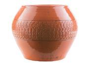 13.4 Textured Fiesta Burnt Orange Indoor Outdoor Decorative Ceramic Planter