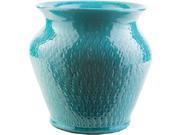 11.8 Textured Aqua Indoor Outdoor Decorative Ceramic Planter