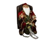31 Red and Green Traditional Plush Santa Claus in Chair with Gift Bag