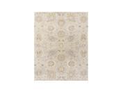 8 x 10 Floral Odyssey Cream White and Fog Gray Hand Tufted Wool Area Throw Rug Runner