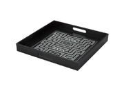 15.5 Amitola Black and Cream Decorative Square Serving Tray with Handles