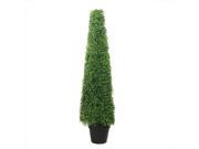 45 Potted Artificial Two Tone Green Triangular Boxwood Topiary Garden Decoration