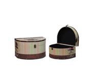Set of 2 Wooden Vintage Style Decorative Hat Storage Boxes 16.75 20