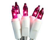 Set of 20 Battery Operated Pink Mini Christmas Lights White Wire