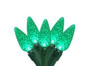 Set of 70 Green Faceted LED C6 Christmas Lights 4 Bulb Spacing Green Wire