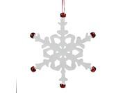 7 Retro Christmas White Snowflake with Red Jingle Bells Christmas Ornament