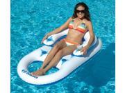68 Solstice Blue and White Fashion Lounge Inflatable Swimming Pool Float