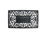 Decorative Black Welcome Outdoor Rubber Rectangular Door Mat 29.5 x 17.75