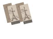 Set of 4 Decorative Beige and Black Paris Inspired Cotton Kitchen Dishtowels