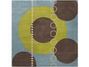 4' x 4' Eclectic Immersion Moss Green and Blue Square Wool Area Throw Rug 4' x 4' Eclectic Immersion Moss Green and Blue Square Wool Area Throw Rug