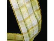 White and Cream Holstein Plaid Wired Craft Ribbon 1 White and Cream Holstein Plaid Wired Craft Ribbon 1
