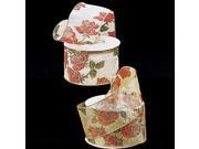 Sheer White Rose Print Wired Craft Ribbon 3 Sheer White Rose Print Wired Craft Ribbon 3