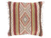20� Poppy Red and Beige Brown Fringed Decorative Square Throw Pillow - Down Filler 20� Poppy Red and Beige Brown Fringed Decorative Square Throw Pillow - Down Filler