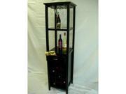 17? x 17? x 66? Matte Black Wine Rack Tower with Glass Holder