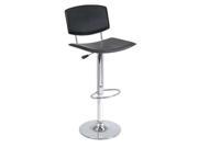 Black Metal Single Air Lift Stool Black Curved Seat Faux Leather