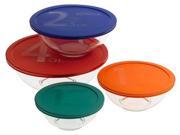 Clear glass container with colored lids Smart Essentials 8 Piece Mixing Bowl Set