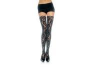Lace Thigh High Stockings with Lace Top Black