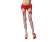 Leg Avenue Net Thigh High with Bow and Nurse Badge 9511LEG_W White Red One Size