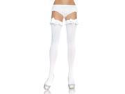 Nylon Thigh High Stockings with Ruffle Bow
