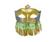 Mardi Gras Veil Mask Gold