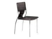 Chromed Steel Side Chairs in Espresso Leatherette Set of 4