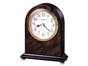 Walnut Finished Wood Mantel Clock with Inlaid Burl Detail