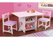 Heart Kids Table and Chair Set White