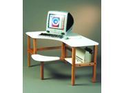 Laminated Top Grade School Computer Desk w Solid Wood Legs White White