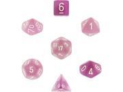 Polyhedral 7 Die Frosted Dice Set Purple with White