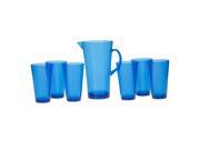Certified International Blue Hammered Glass 7 piece Drinkware Set