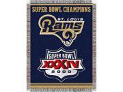 Saint Louis Rams NFL Super Bowl Commemorative Woven Tapestry Throw 48x60