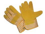 G F Suede Pigskin Leather Palm Gloves with Rubberized Safety Cuff 3 Pair Pack Large.