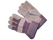 G F Premium Cowhide Leather Palm Gloves Heavy Duty Fabric Large 6 Pair Pack.