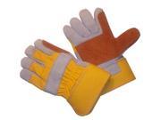 G F Premium Cowhide Leather Double Palm and Index Finger Gloves Large 3 Pair Pack.