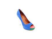 Boutique 9 Claudius Womens Size 8 Blue Peep Toe Suede Platforms Heels Shoes