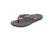 Reef Guatemalan Love Womens Size 5 Black Textile Flip Flops Sandals Shoes UK 3